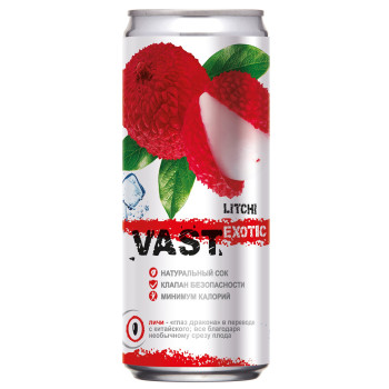 Напиток газированный Vast Exotic Litchi со вкусом личи, 0.33л