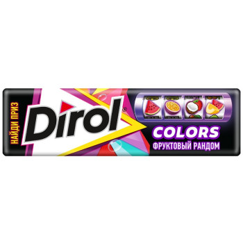 Жевательная резинка Dirol COLORS Фруктовый Рандом, 13.6г