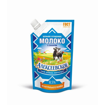Сгущ. молоко с сахаром дой-пак 8,5% 270г Алексеевское