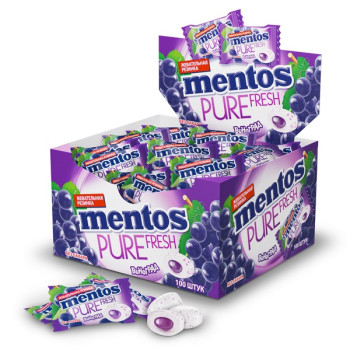 Жевательная резинка Mentos Pure Fruit вкус Виноград, 2гр