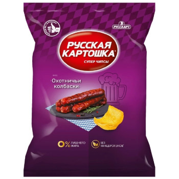 Чипсы картофельные Русская Картошка Колбаски охотничьи 140г