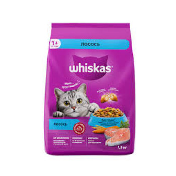 Кошачий Корм сухой Whiskas Лосось Подушечки паштет 1,3кг