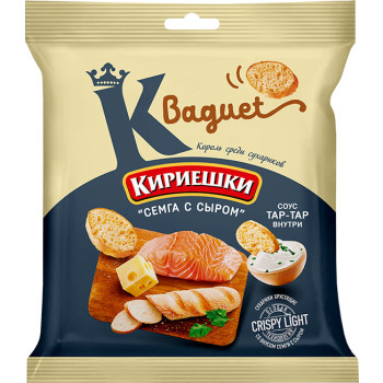 Сухарики Кириешки Baguet Семга с сыром и соус тартар, 45г + 25мл