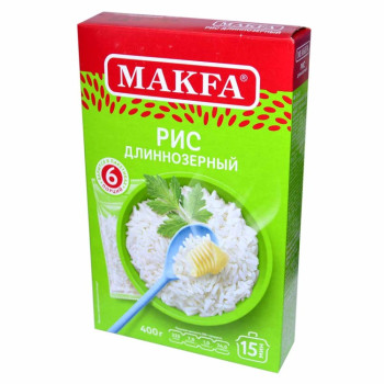 Рис шлифованный длиннозерный  0,4кг Макфа