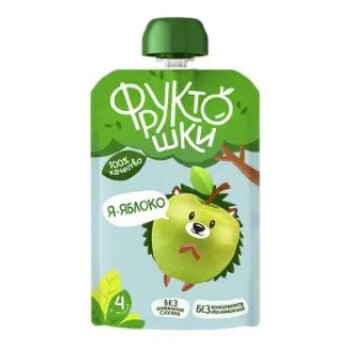 Фруктошки 90гр. Пюре из яблок, груш, винограда и киви "зеленый микс" дляпитания детей раннего возраста.