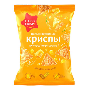 Чипсы Кукурузно-рисовые Happy Crisp  50г.  Альпийский сыр