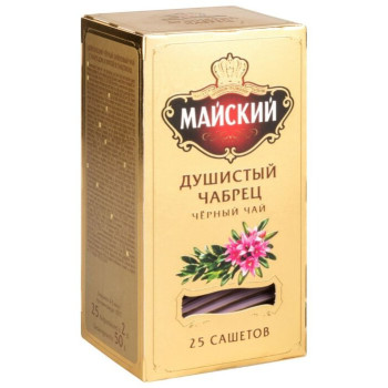 Чай черный Майский Душистый чабрец и мята, 25 х 2 г