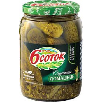 Огурчики ШЕСТЬ СОТОК Домашние 6х720мл  