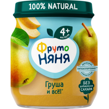 Пюре ФрутоНяня груша, 100г.