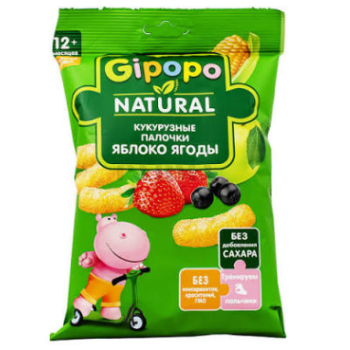 Палочки кукурузные детские  20г GIPOPO Яблоко и ягоды