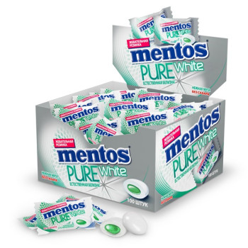 Жевательная резинка Mentos Pure White вкус Нежная мята, 2гр