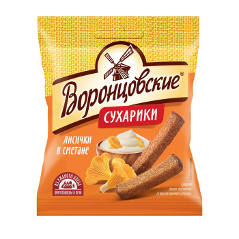 Сухарики Воронцовские со вкусом лисичек жаренных в сметане, 80 г