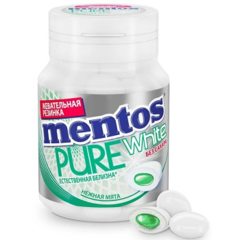 Жевательная резинка Mentos Pure White Нежная мята, 54г