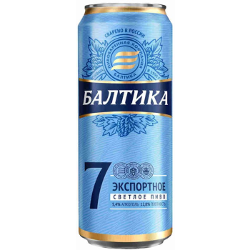 Пиво светлое Балтика №7 Экспортное 5.4%, 0.45л Ж/Б