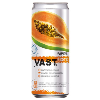 Напиток газированный Vast Exotic Papaya со вкусом папайя, 0.33л