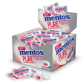 Жевательная резинка Mentos Pure White вкус Клубника, 2гр