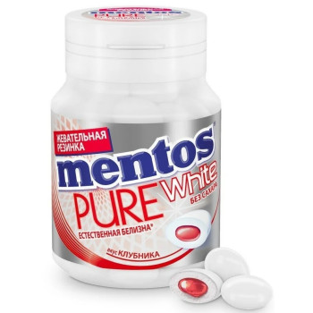 Жевательная резинка Mentos Pure White Клубника, 54г