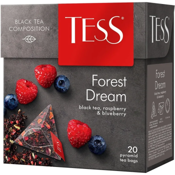 Чай черный байховый цейлонский "TESS" Forest dream (ежевика, малина), 36г. (20 пакетиков-пирамидок по 1,8г)